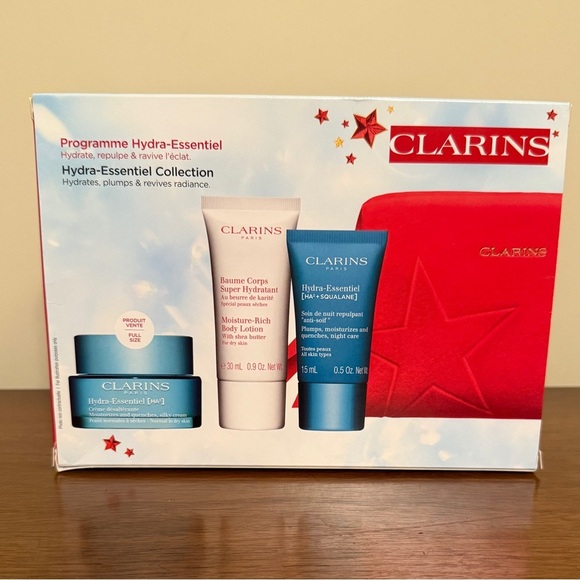 Clarins Hydra-Essentiel Skincare 4-Piece Gift Set with Full Size Cream, NIB - Picture 1 of 4